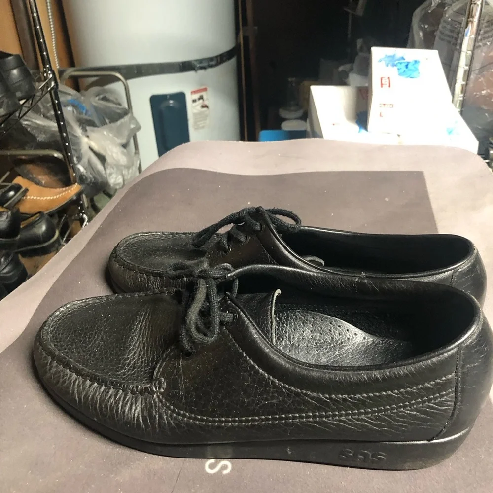 SAS Amigo Men’s Black Leather Slip-On Lace oxfords Loafers Shoes Size 10.5W
